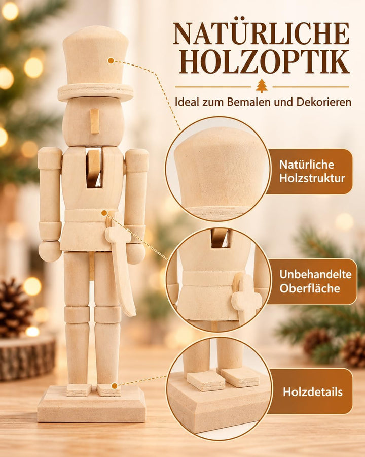 iplusmile 4 Stück 18cm Nussknacker Figur Holzfiguren zum Bemalen