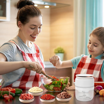 Zwiebelschneider Elektrisch, 300ml Multizerkleinerer Elektrisch, Zwiebelhacker Küche Aufladbar mit L
