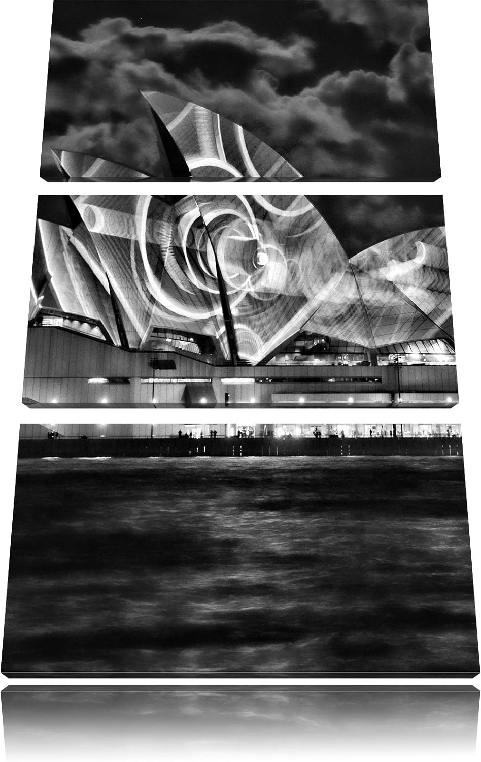 Pixxprint Sydney Opera House Lichter als Leinwandbild/Grösse: 3 Teilig (120x80) cm/Wandbild/Kunstdru