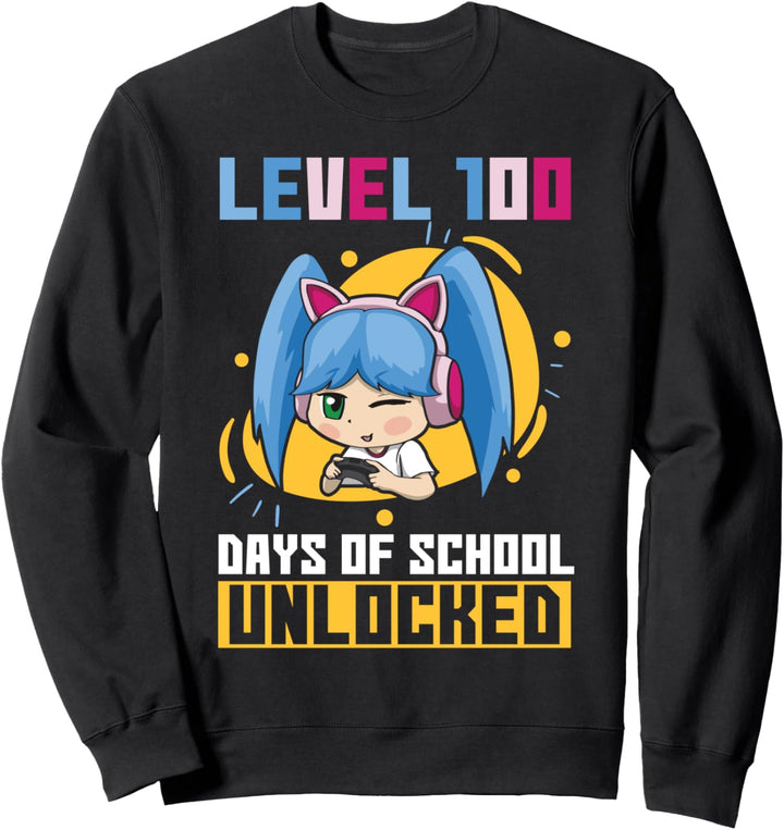 Level 100 Tage der Schule freigeschaltet Frauen Anime School Love Sweatshirt