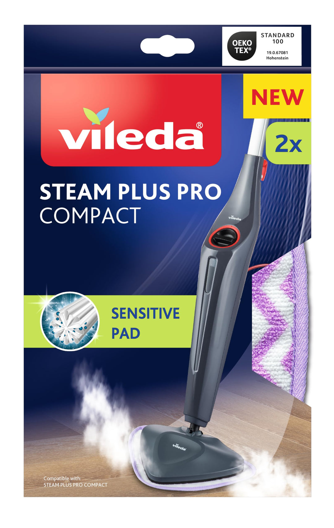 Vileda Steam Plus Pro Sensitive Pad, perfekt für empfindliche Böden, dank dreieckiger Form ideal für