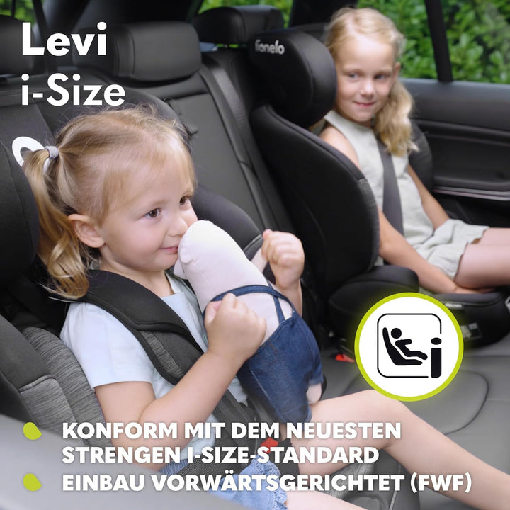 LIONELO LEVI I-SIZE 76-150 cm Kinderautositz, Gruppe 1 2 3, Seitenschutz, 10 Grad Kopfstützenverstel