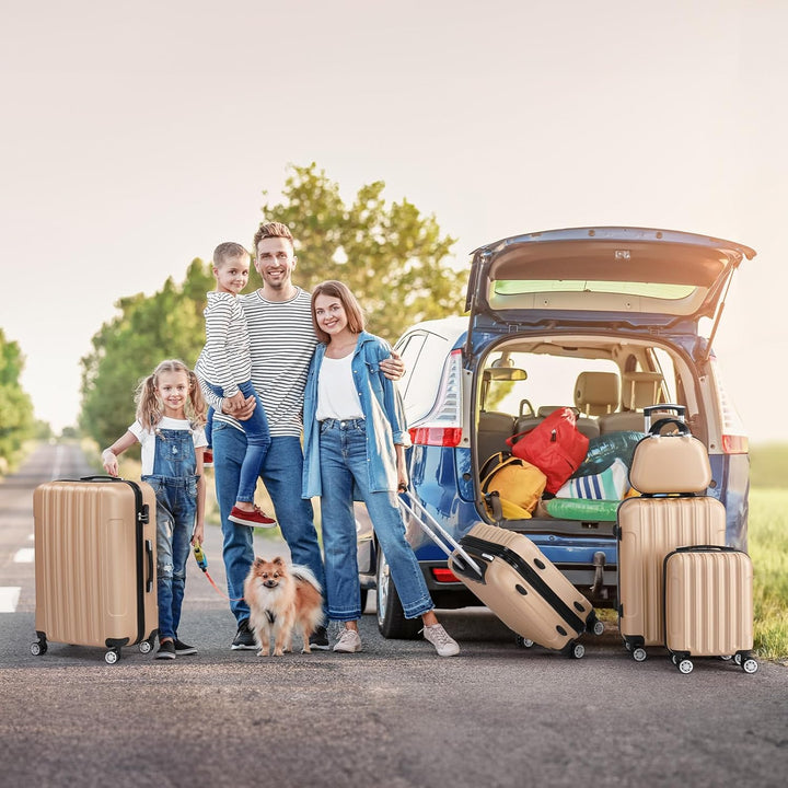 LEADZM Kofferset 5 teilig, Reisekoffer Set mit Kosmetikkoffer, Koffer Set Hartschalen-Trolley aus AB