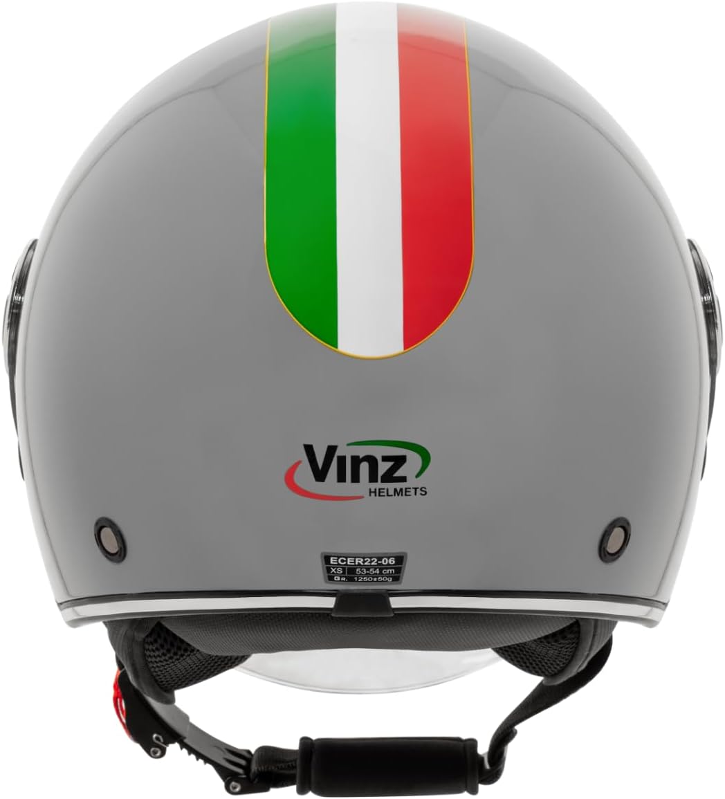 VINZ Neiva Jethelm mit Doppelvisier | Roller Helm Fashionhelm mit Italienische Flagge | In Gr. XS-XX