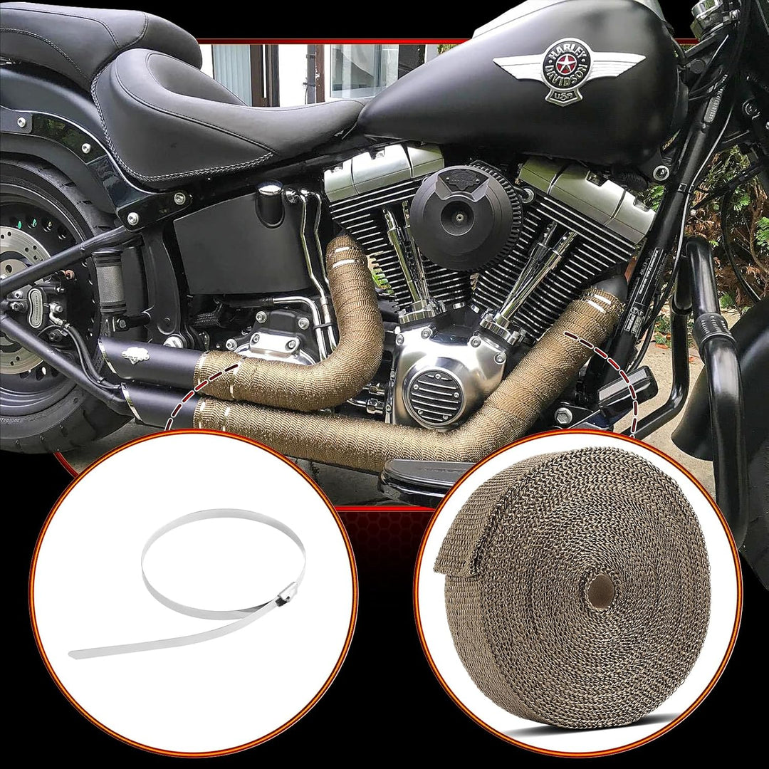 GEAREVER 20M*5CM Hitzeschutzband Basaltfaser mit 10 Kabelbinder Edelstahl, Hitzeschutzband Auspuff f