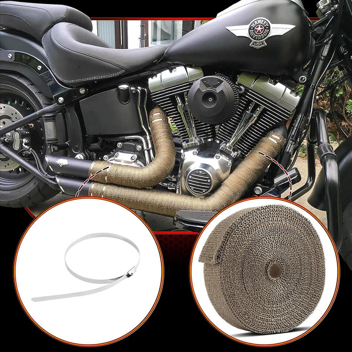 GEAREVER 20M*5CM Hitzeschutzband Basaltfaser mit 10 Kabelbinder Edelstahl, Hitzeschutzband Auspuff f