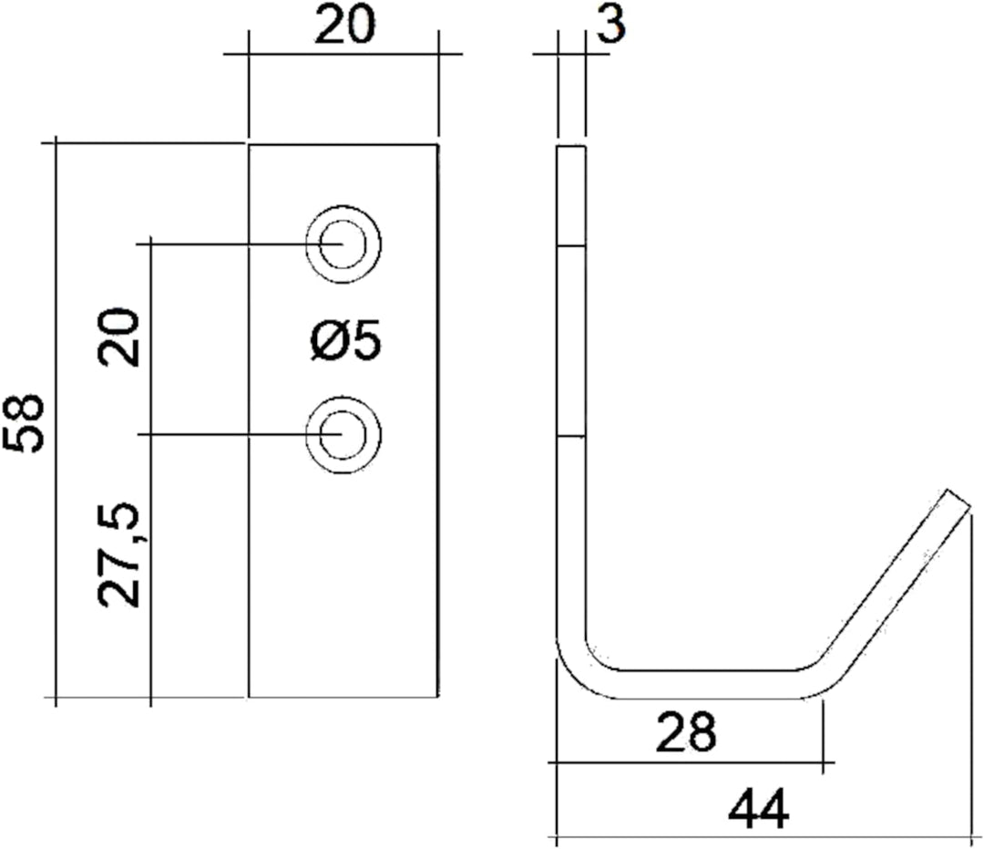 10 Stück Kleiderhaken ALBA echt Edelstahl 58 x 20 mm schwarz Garderobenhaken Haken von SOTECH 10 x H