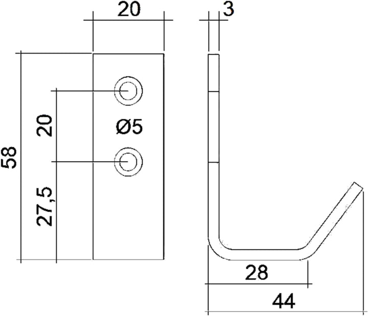 10 Stück Kleiderhaken ALBA echt Edelstahl 58 x 20 mm schwarz Garderobenhaken Haken von SOTECH 10 x H