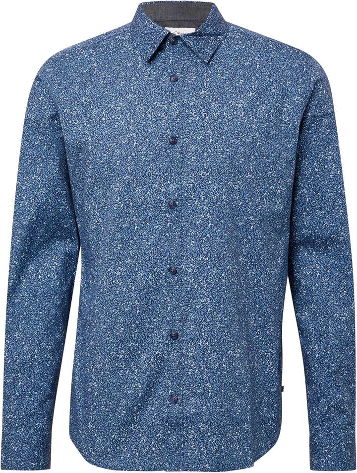 s.Oliver Slim Fit: Hemd aus Baumwollstretch mit All-over-Print M 58a0_tiefblau, M 58a0_tiefblau