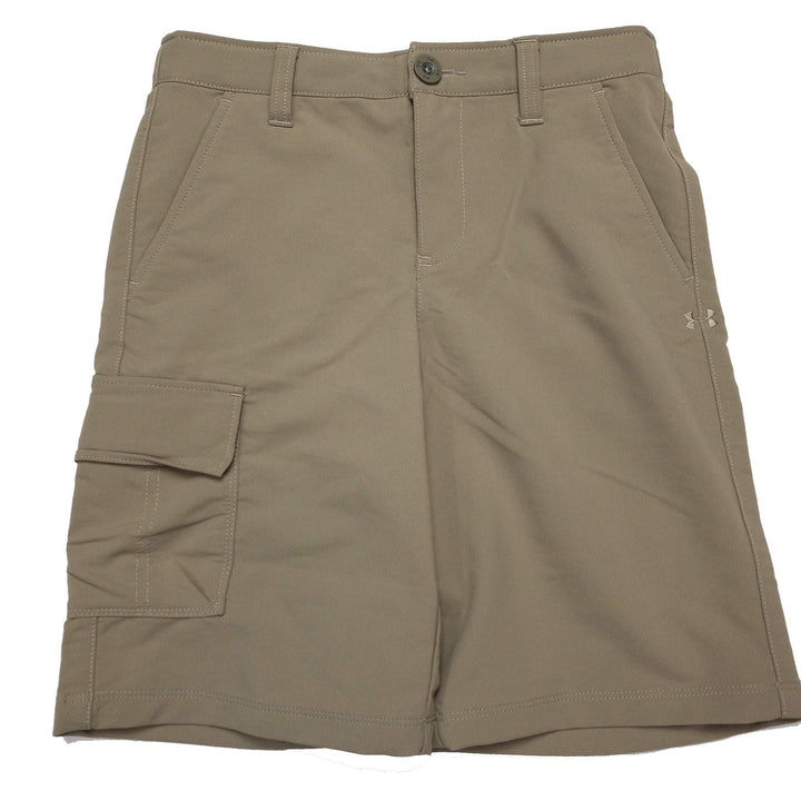 Under Armour Boys HeatGear Loose Fit Cargo Match Play Flat Front Casual Shorts (Canvas Beige, Youth