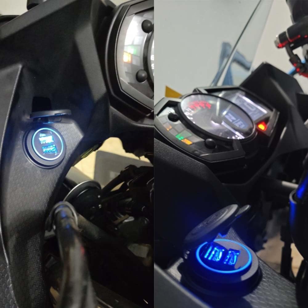 MOQIAOSEIKO Motorrad Ladegeräte Dual USB Ladegerät mit Relais Batterieladegerät für Kawasaki Versys6