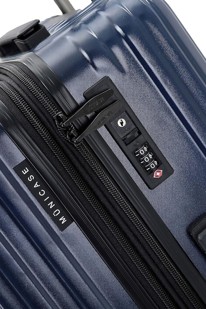 Münicase M816 TSA-Schloss Koffer Reisekoffer Trolley Kofferset Hardschale Boardcase (Dunkelblau, Gro