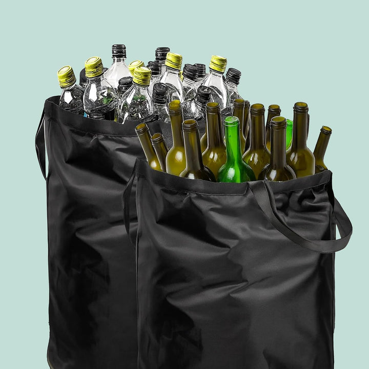 Relaxdays Pfandflaschen Sammelbehälter 160l, 2 Beutel, HxBxT: 70x57x37 cm, Flaschensammler für Glas