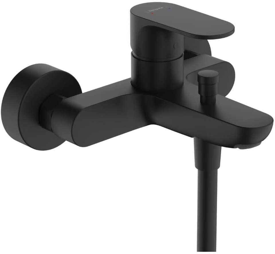 hansgrohe Wannenarmatur Rebris S, Aufputz Badarmatur für 2 Funktionen, Mattschwarz Mattschwarz Wanne