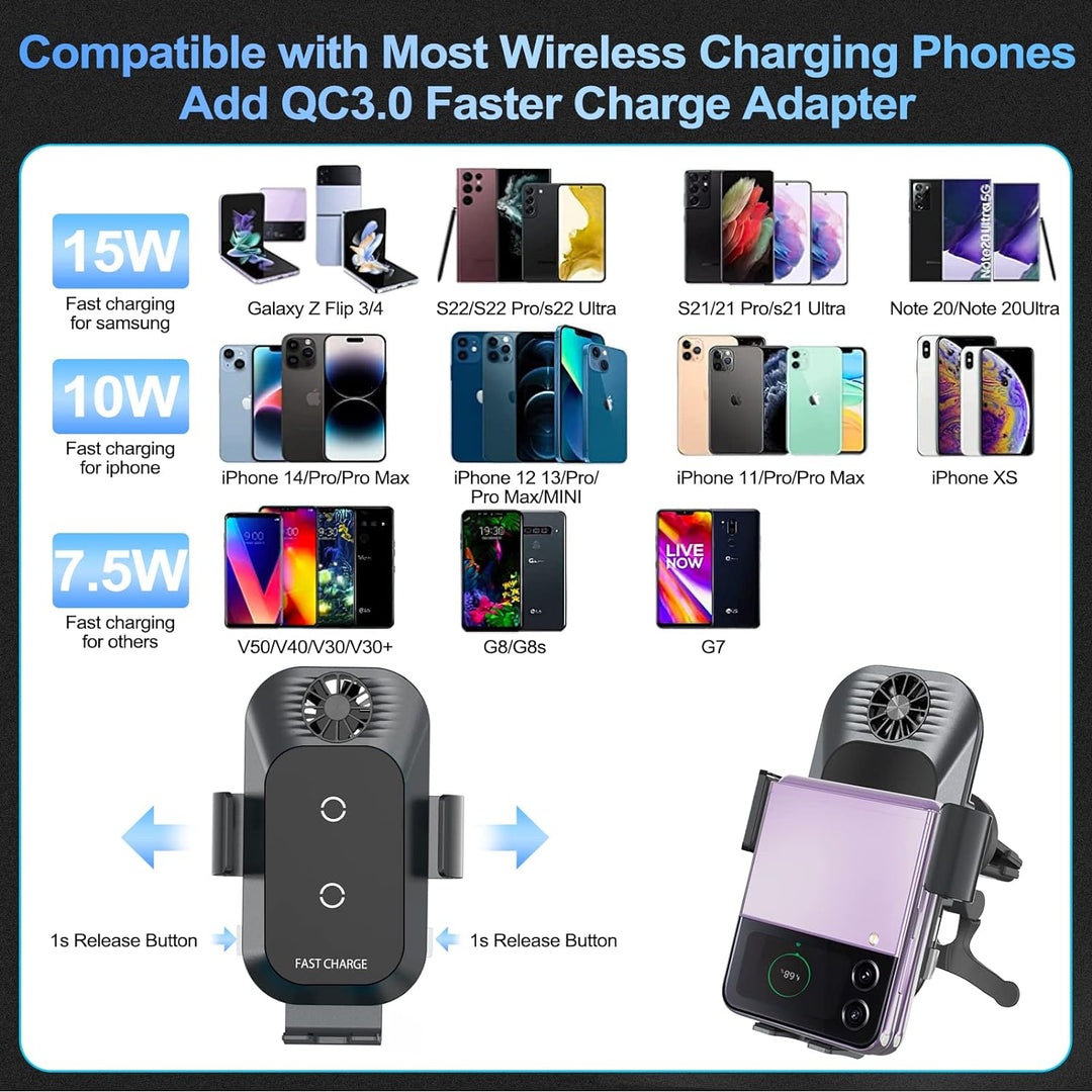 Olycism 15W Qi Fast Wireless Charger Auto Handyhalterung Mit Ladefunktion Automatischer Induktion Ka