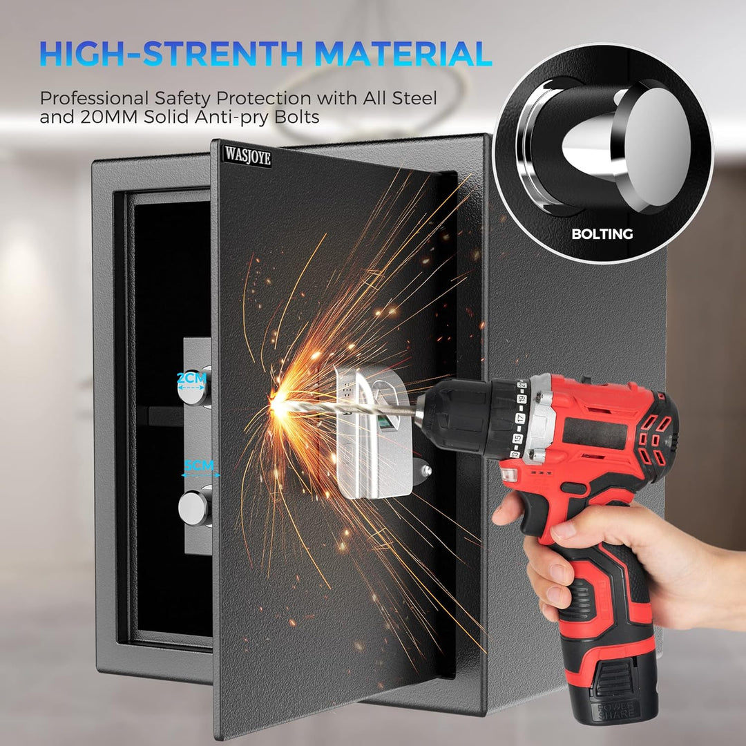 WASJOYE 38.08L Fingerabdruck Tresor Safe, Gross Tresor mit Zahlenschloss, Biometrischer Möbeltresore
