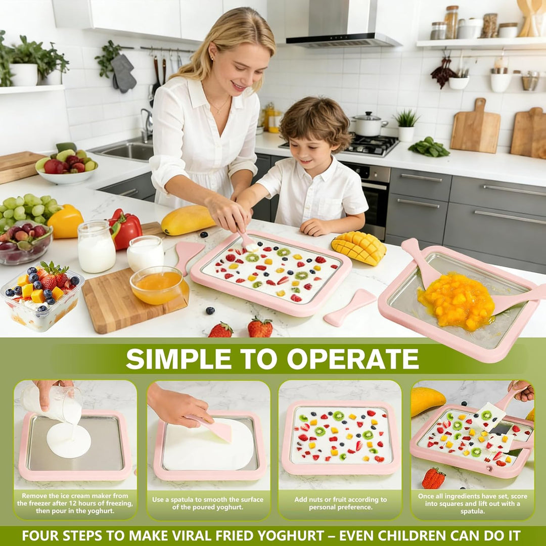 Eiscreme Roller Maker Set Mit 2 Spateln, Instant Eismaschine, Ice Cream Rolls Platte Für Erwachsene