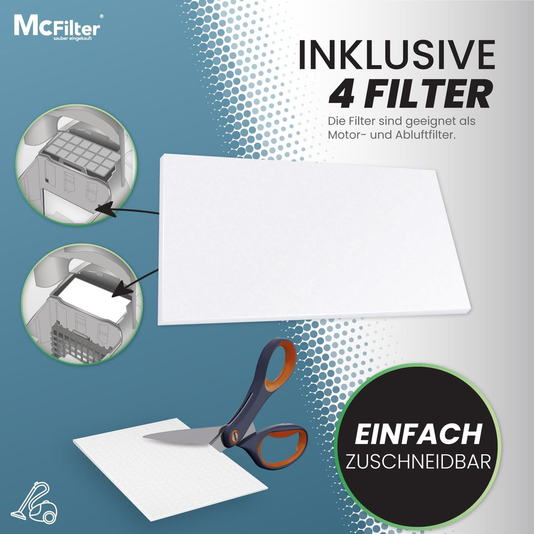 McFilter I 10 Staubsaugerbeutel geeignet für Siemens Dynapower XXL, Dynapower XXL Parquet Spec, VS 0
