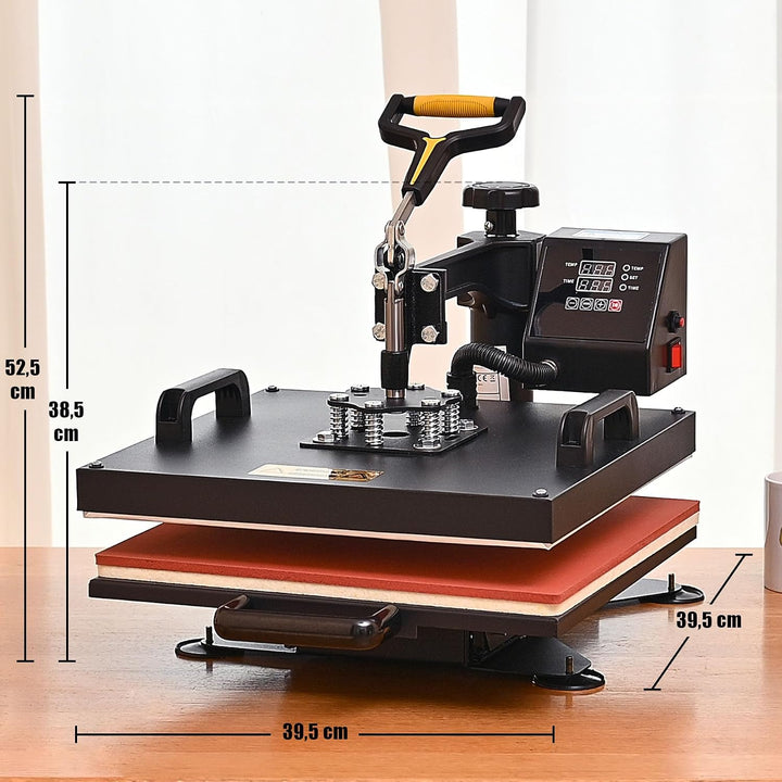 CREWORKS Transferpresse 38x38cm Heisspressmaschine 8-IN-1 Wärmepressmaschine Hitzepresse 360 Grad Sc