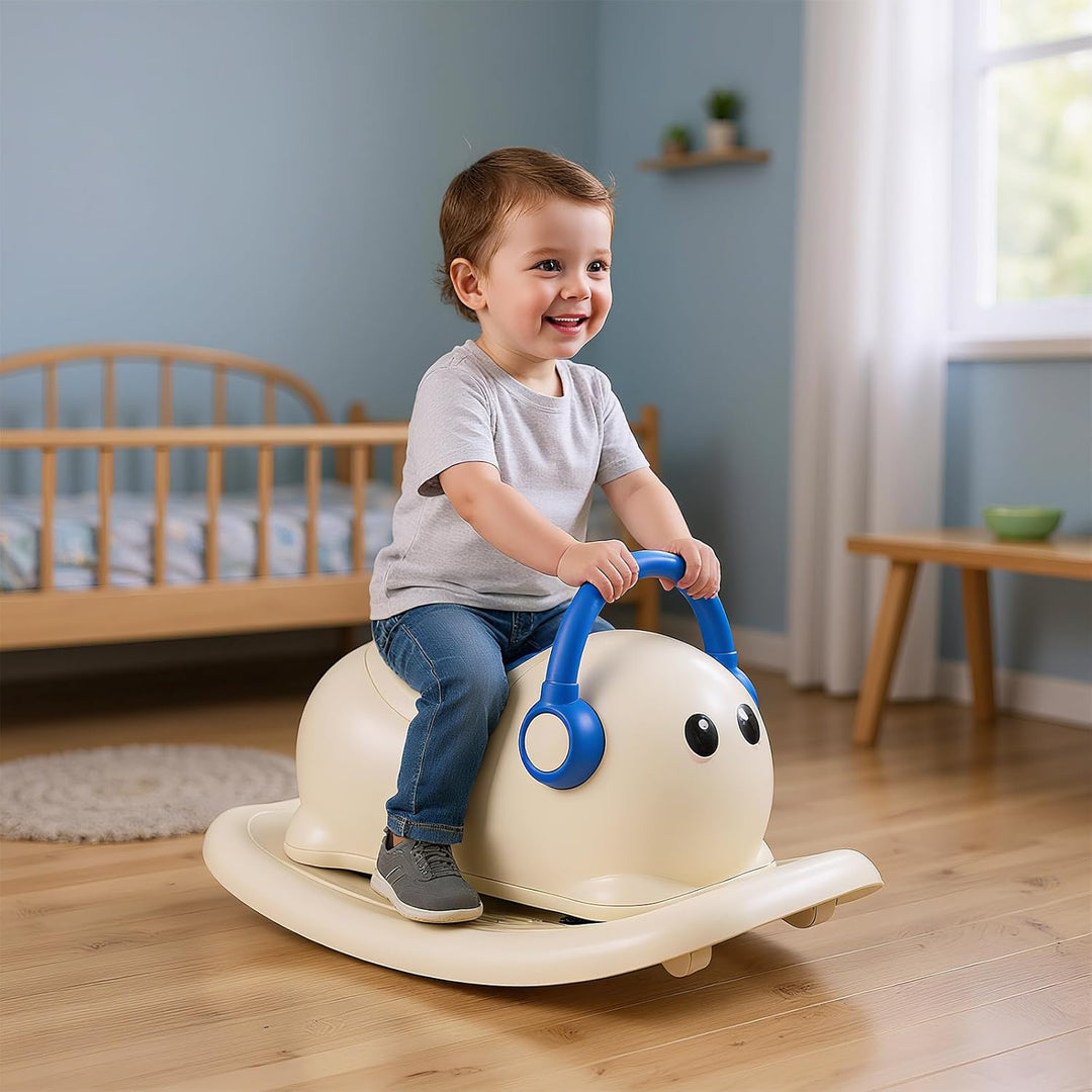 COSTWAY Schaukelpferd, Kinderwippe mit Rollen & verstecktem Stauraum, Schaukeltier mit Abnehmbarer B