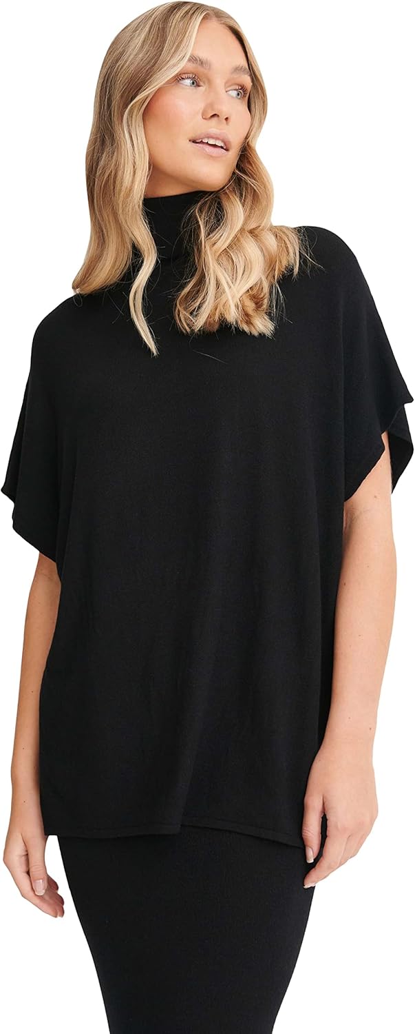 NA-KD Damen Polo Neck Knitted Top Polohemd S Schwarz, S Schwarz