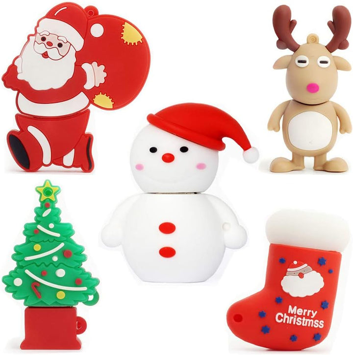 LEIZHAN USB-Stick 5 Stück 32GB Speicherstick mit Niedlichen Weihnachtsserie Geschenk für Studenten u