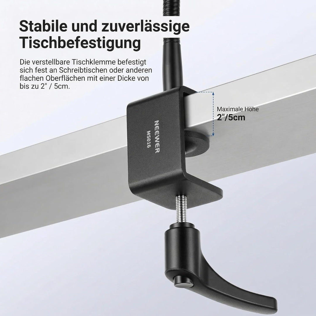 NEEWER Mikrofonständer Tisch mit flexiblem Arm, Microphone Halterung mit Tischklemme Mount und Clip
