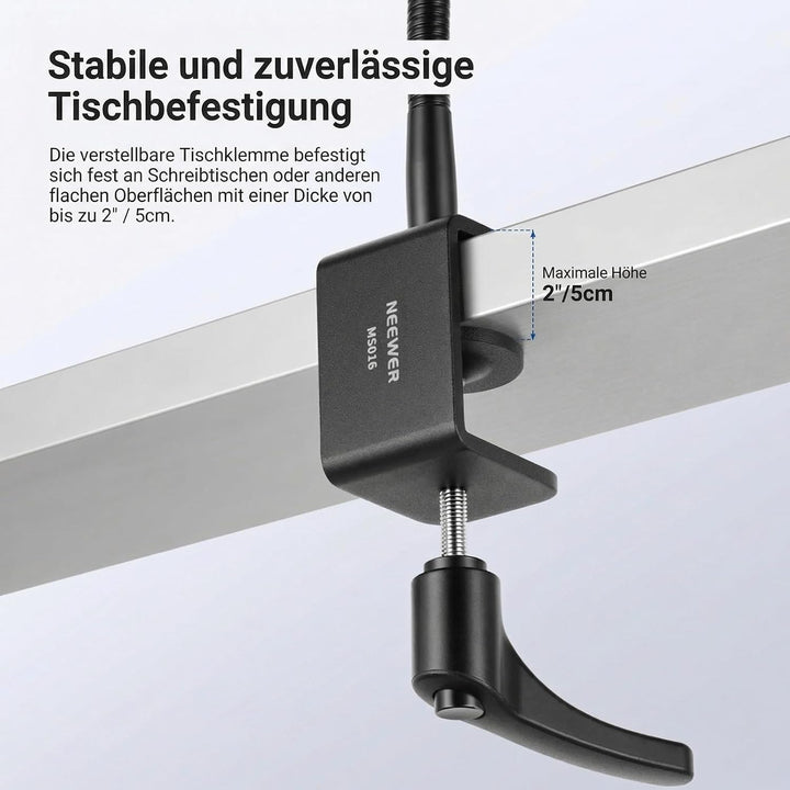 NEEWER Mikrofonständer Tisch mit flexiblem Arm, Microphone Halterung mit Tischklemme Mount und Clip
