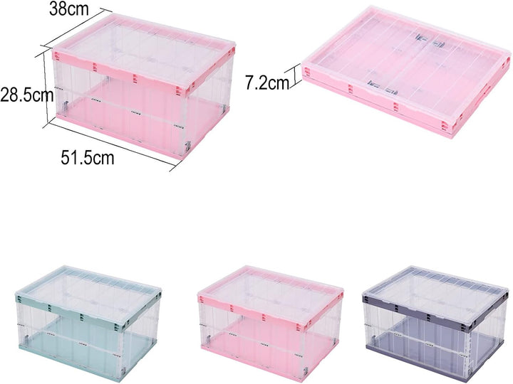 TUKA-i-AKUT Faltbare Aufbewahrungsboxen mit Deckel, Stapelbar Faltbar, Stabile Stapelkisten m Handgr