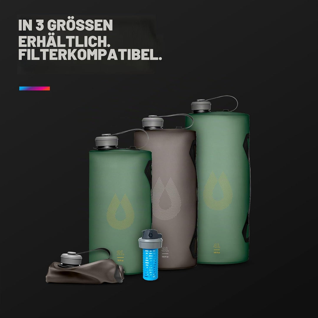 HydraPak Seeker - Faltbarer Wasserspeicher (2L) - BPA- & PVC-freier Camping Trinkrucksack - Sutro Gr