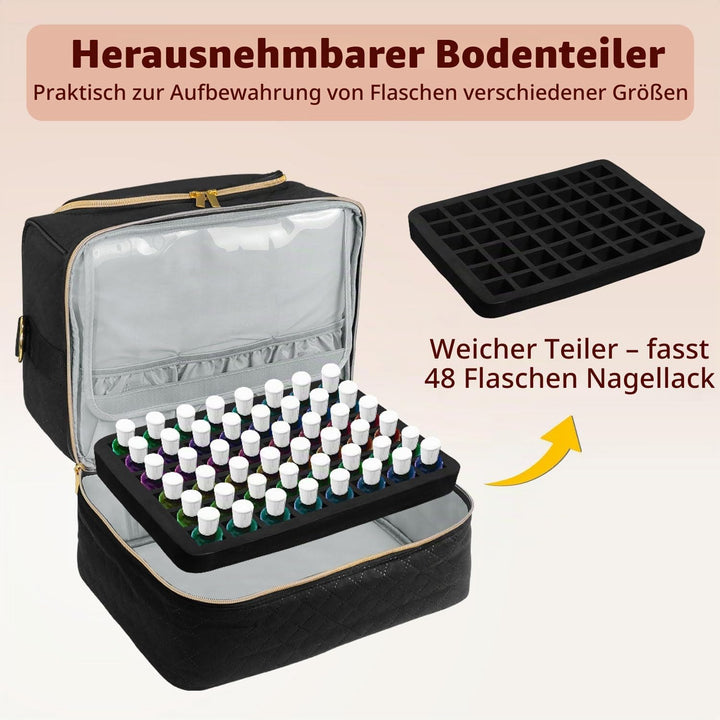 Nagellack Tragetasche, Doppelschicht Nagellack Aufbewahrungstasche- Passt Lampe und 60 Flaschen (15m