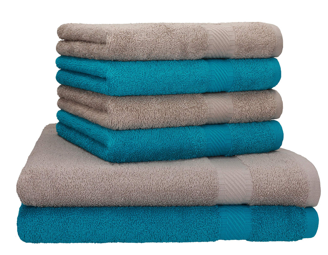 Betz Palermo Handtuch-Set – 6er Handtücher-Set - 2X Liegetücher - 4X Handtücher - 50x100 cm - Petrol