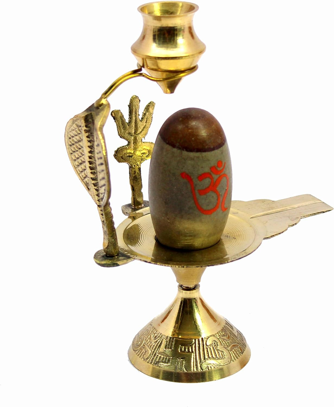 eSplanade Narmadeshwar Shiva Lingam Shiv Ling mit Messing-Wasserkrug und Trishul – 13,3 cm