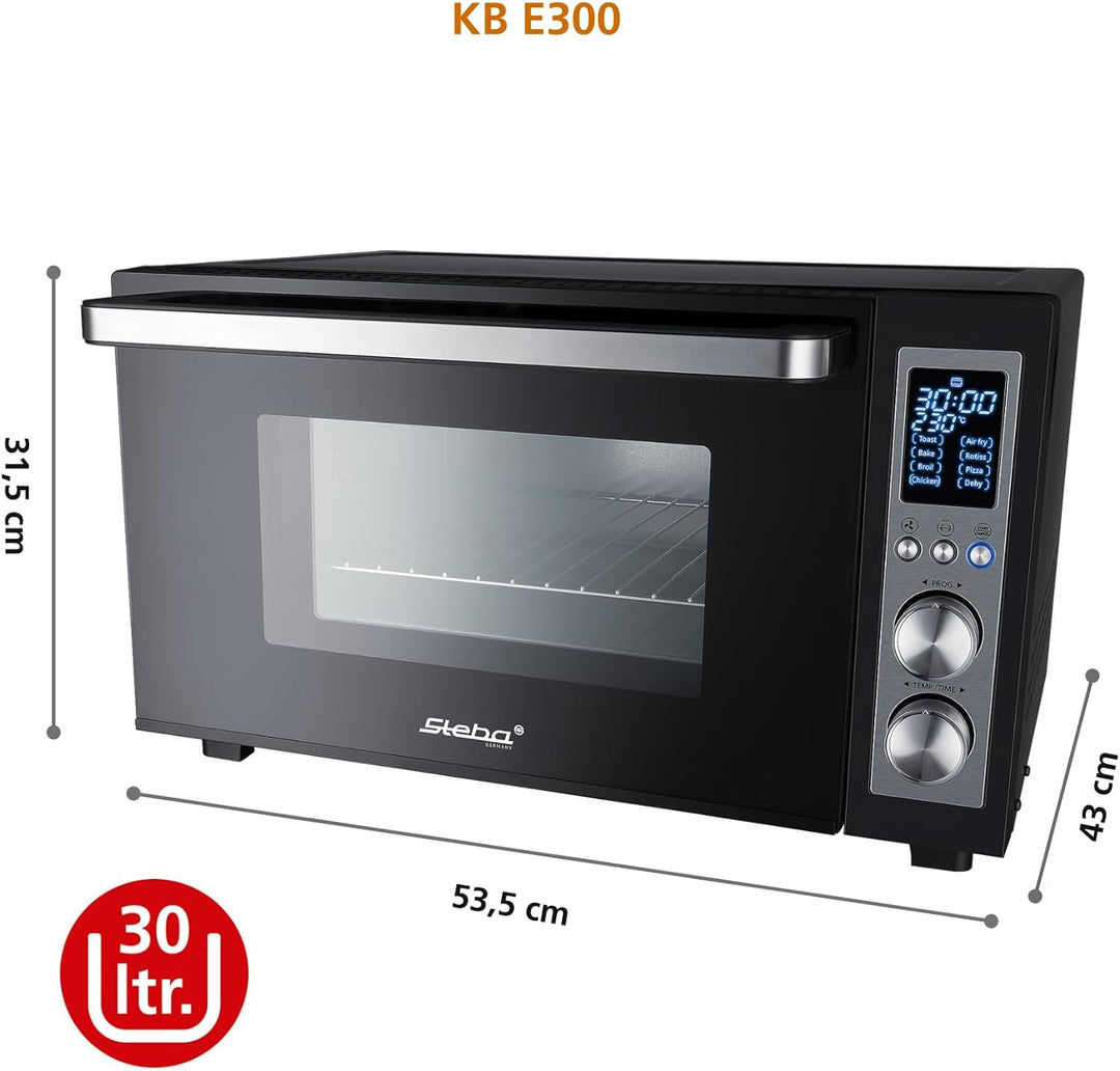 Steba Grillbackofen, Ca. 30 l Innenraum, 8 Automatikprogramme z.B. Air Fry, 3 Einschubebenen, Ober-