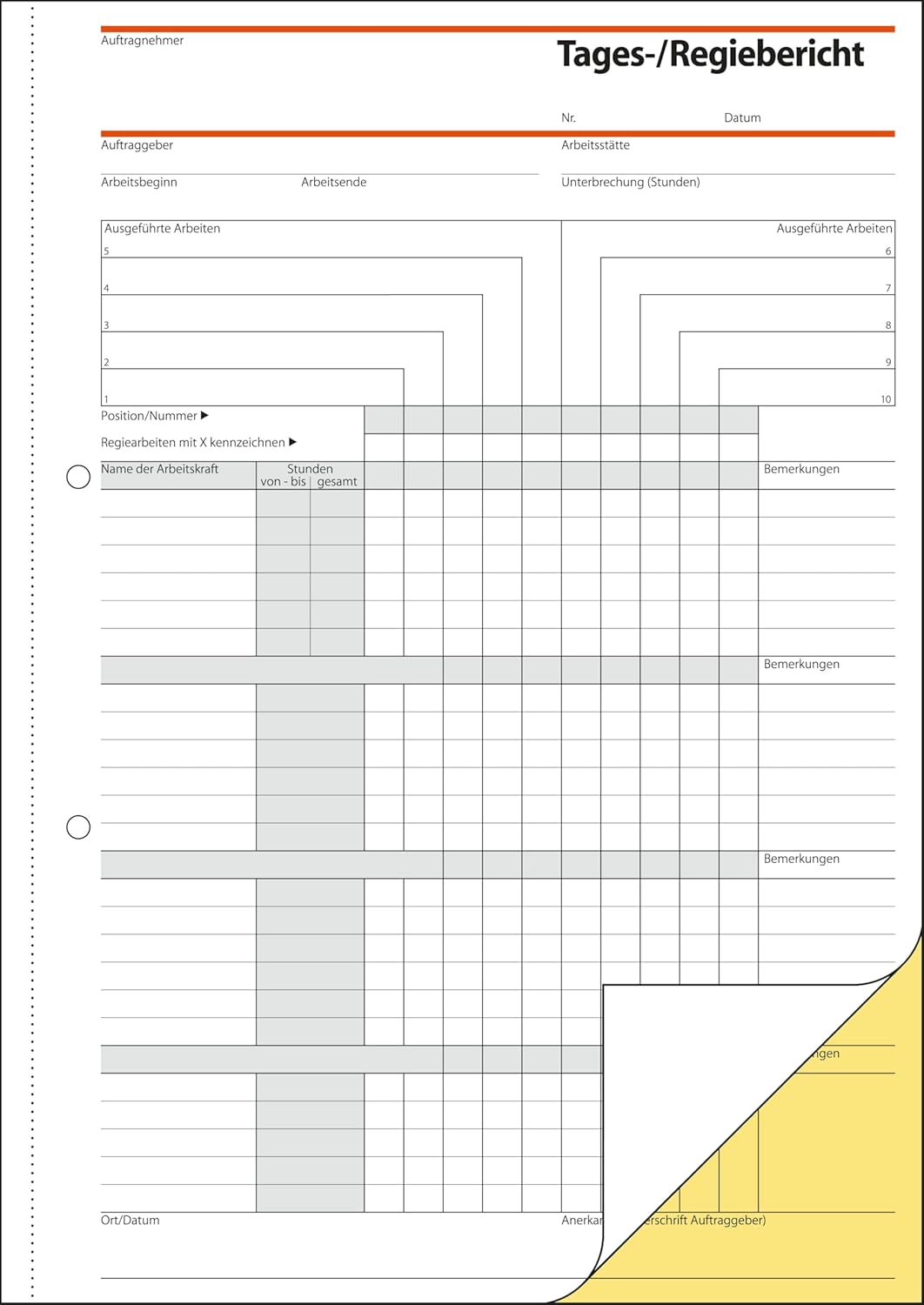 SIGEL SD030/5 Tagesbericht / Regiebericht A4, 2x40 Blatt, selbstdurchschreibend, 5er Pack 5 Stück, 5