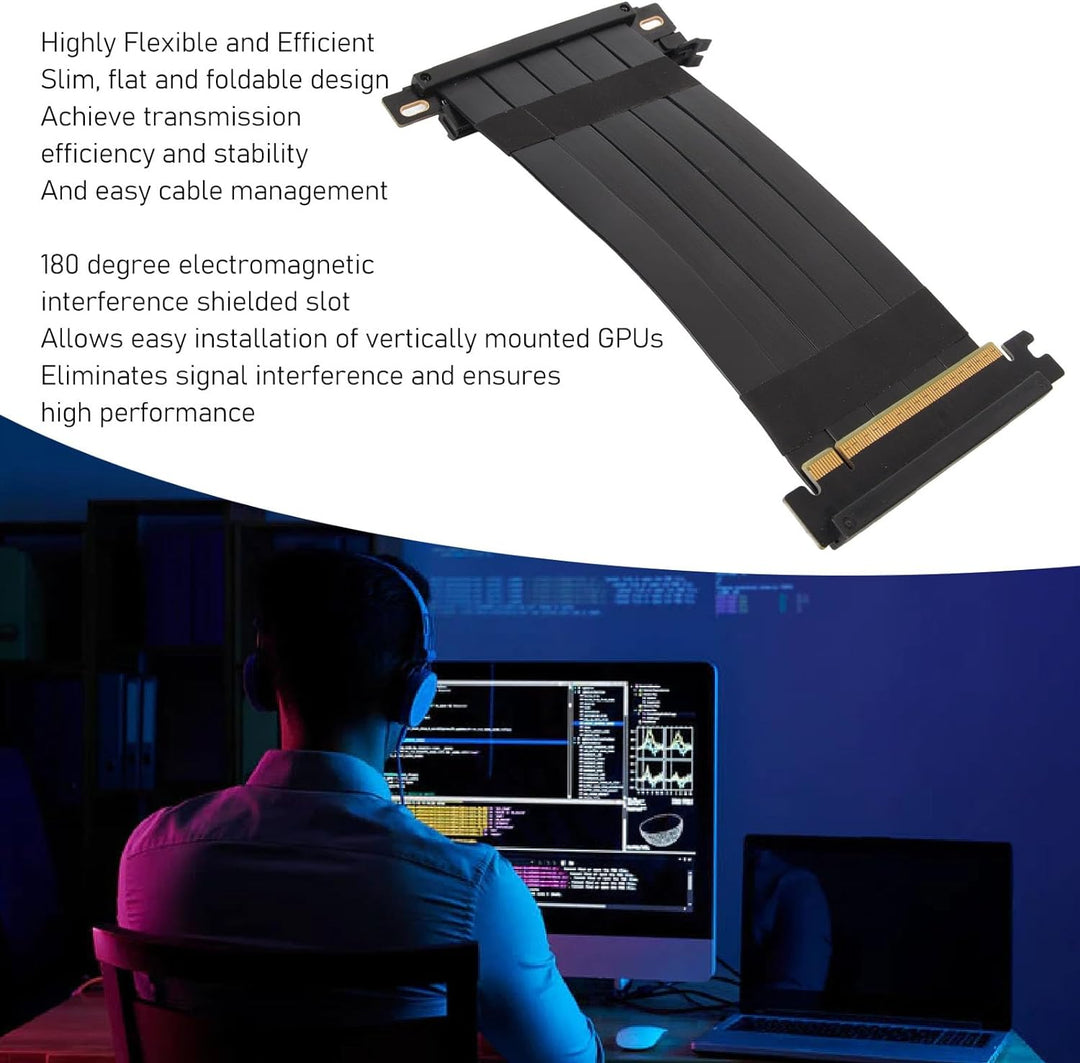ASHATA PCIE 4.0 X16 Riser-Kabel, Hochgeschwindigkeits-Grafikkarten-Verlängerungskabel, Flexibles Dop
