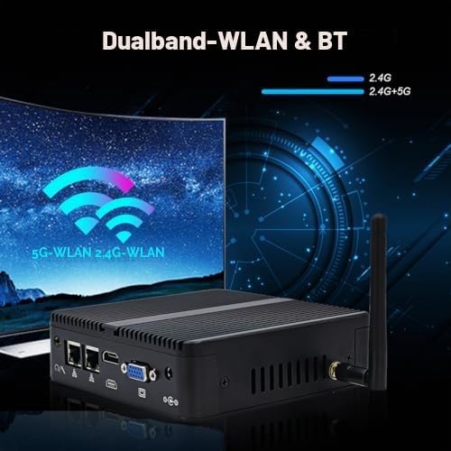 WEIDIAN Industrie PC Lüfterloser Mini PC J5005, 8GB RAM 256GB SSD, 2RS232 COM, 2Gigabit LAN, HD+VGA,