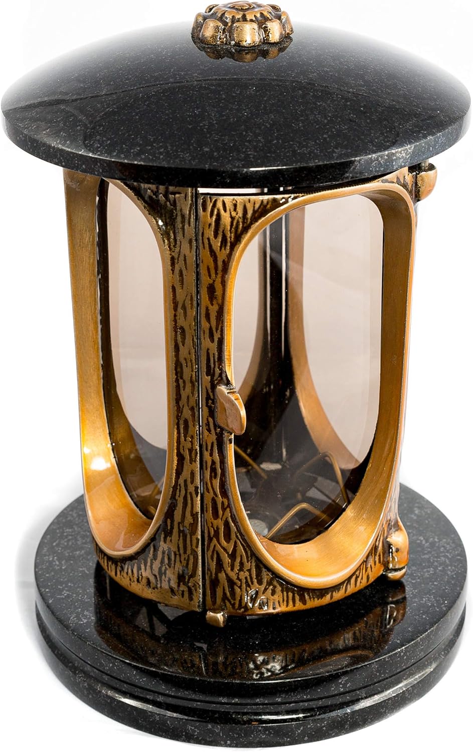 Stilvolle Grablaterne Elégant Granit Schwedisch Black Höhe 23 cm/Ø 15 cm Grableuchte Grablicht Grabl