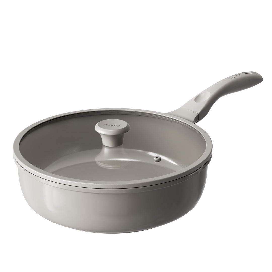Redchef Keramik Schmorpfanne 28cm mit Deckel Hoher Rand, Antihaft Bratpfanne Induktion, Sauté Pfanne