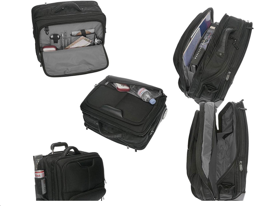 Pilotentrolley Pilotenkoffer Aktentrolley Aktenkoffer Koffer Trolley 47 cm Schwarz Dermata Bowatex