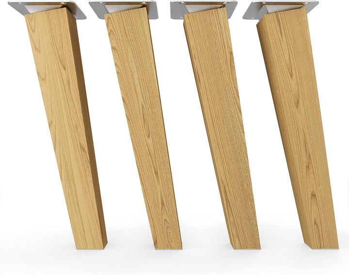 Sossai Möbelfüsse aus Massivholz Eiche mit Öl-Finish, Clif Square HMF4, 25 cm hoch, eckig, schräge A