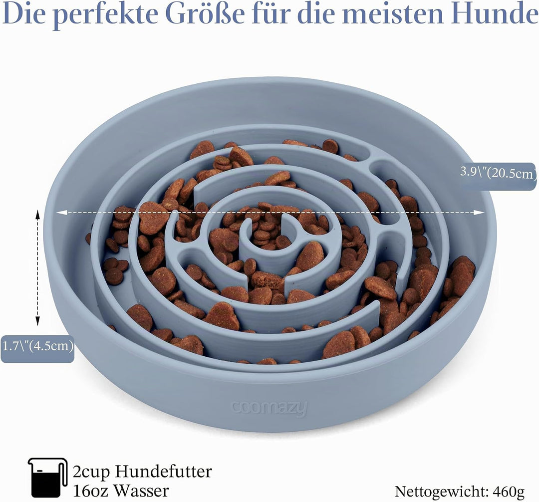 Coomazy Antischlingnapf Hunde Ø 20 cm Silikon Hundenapf mit Saugnapf Langsam Fressen Futternapf für