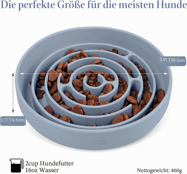 Coomazy Antischlingnapf Hunde Ø 20 cm Silikon Hundenapf mit Saugnapf Langsam Fressen Futternapf für