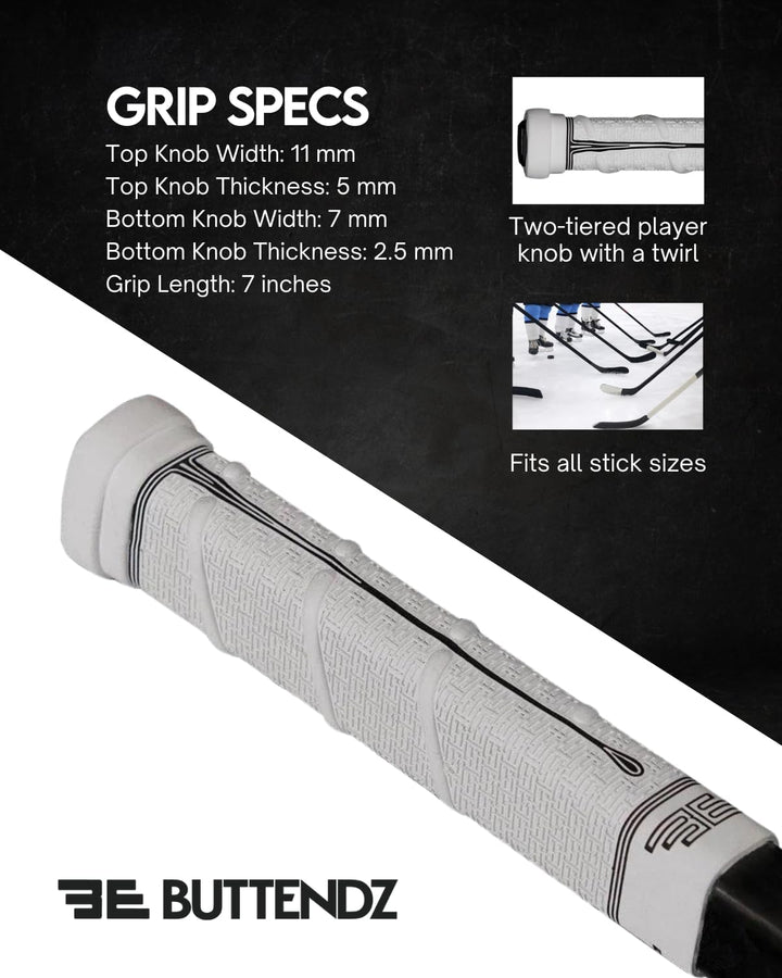 Buttendz Future Rubber Replacement Hockey Grip - Step Down Knob, Two-Tiered Player Knob with Twirl,