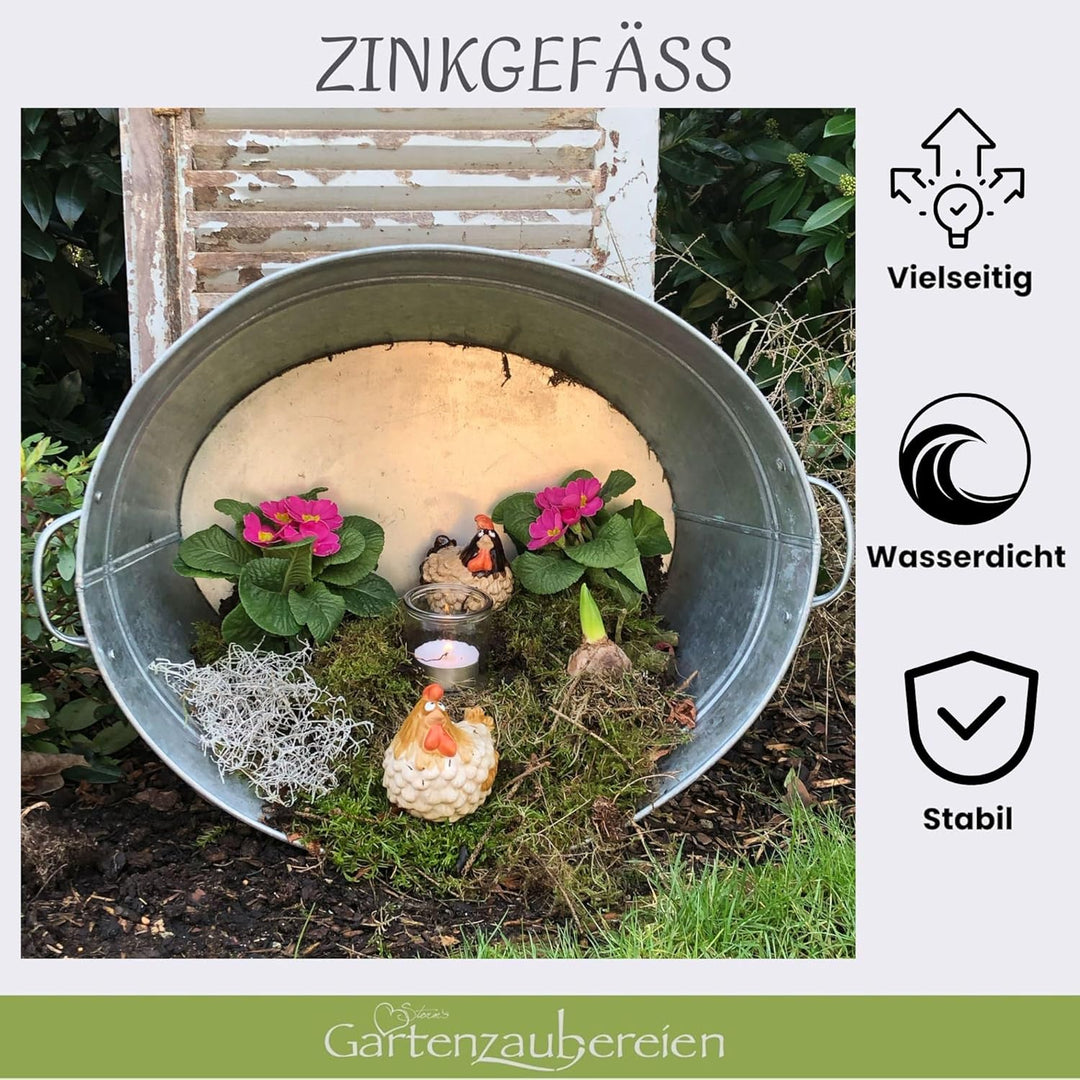 Zinkwanne oval 40 Liter mit stabilen