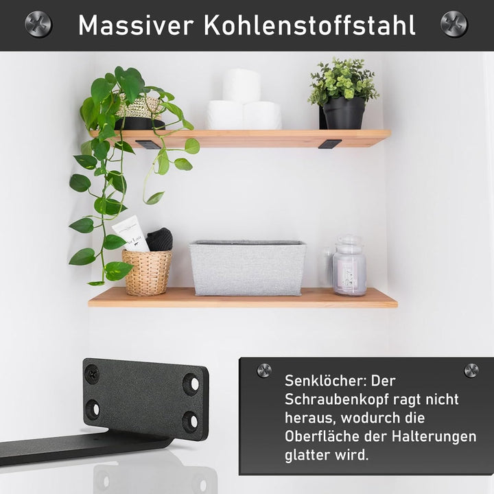 MLOQI 6 stück Regalhalterung Schwarz, Regalträger Tablarträger Schwerlastwinkel Winkel, Regal Wandha