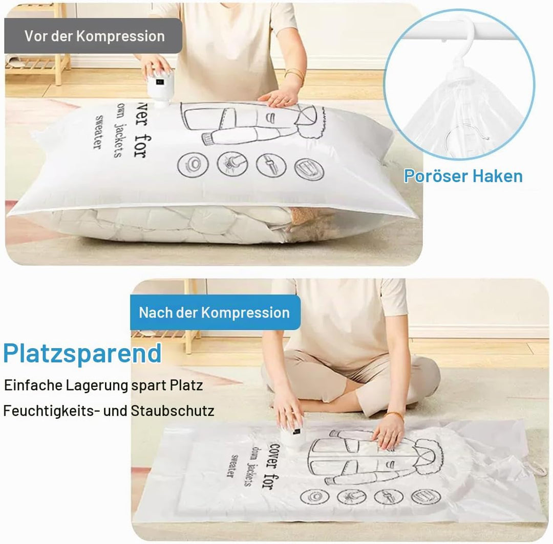 Vakuumbeutel für Kleidung 5 Stück, Hängende Vakuumierbeutel Kleidung (110x70cm), Vacuum Bags for Clo