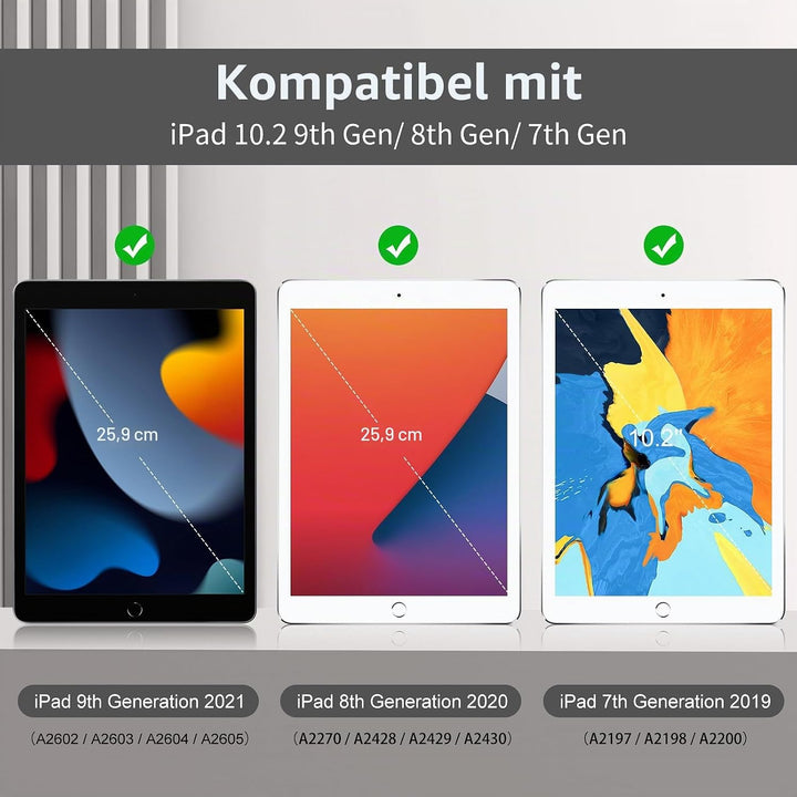JKSML Tastatur Hülle für iPad 9./ 8./ 7. Generation (2021/2020/ 2019) mit Pencil Halter, Soft TPU Rü
