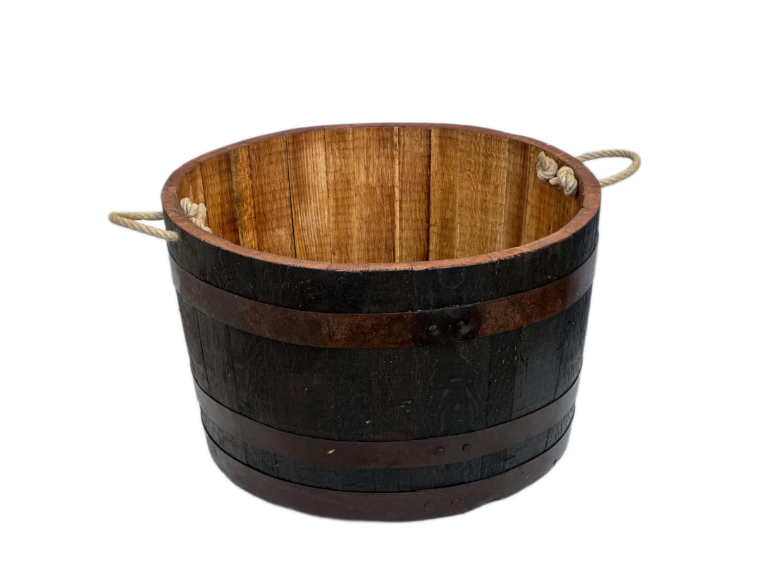 Temesso Halbes Fass aus einem originalen schottischen Whiskyfass - geölt (Geölt - mit Schlaufen)