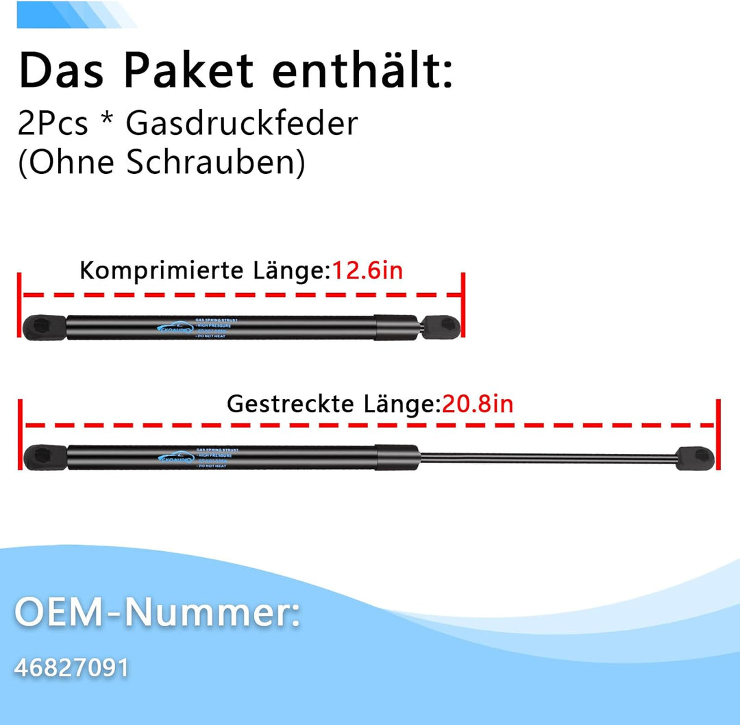 2x Aktualisiert Gasfeder Heckklappe für Fiat Panda 169 2003-2011 Heckklappendämpfer Gasdruckfeder He